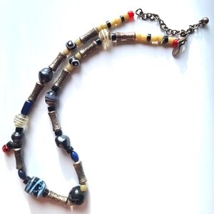 Vintage Chico's Silver and Black Beaded Necklace